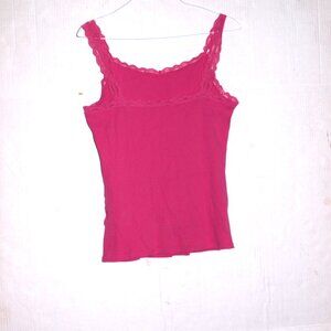 Mucwer Pink Lace Trimmed  Tank Top  Size XL